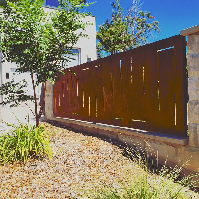 Corten laser-cut feature screen fence